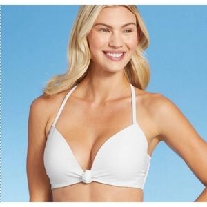 NEW Shade & Shore Knot Front Ribbed Bikini Top